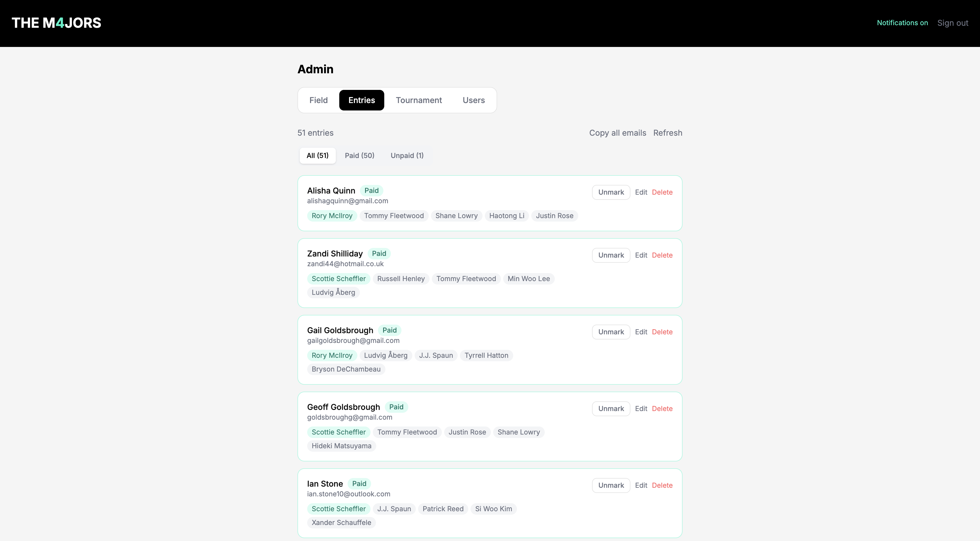 Admin panel